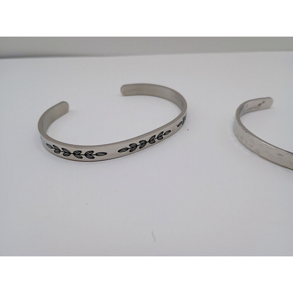 Stainless Steel Cuff Motivation Bracelets 2pc With Engraving Inside - Carviell - Picture 3 of 9